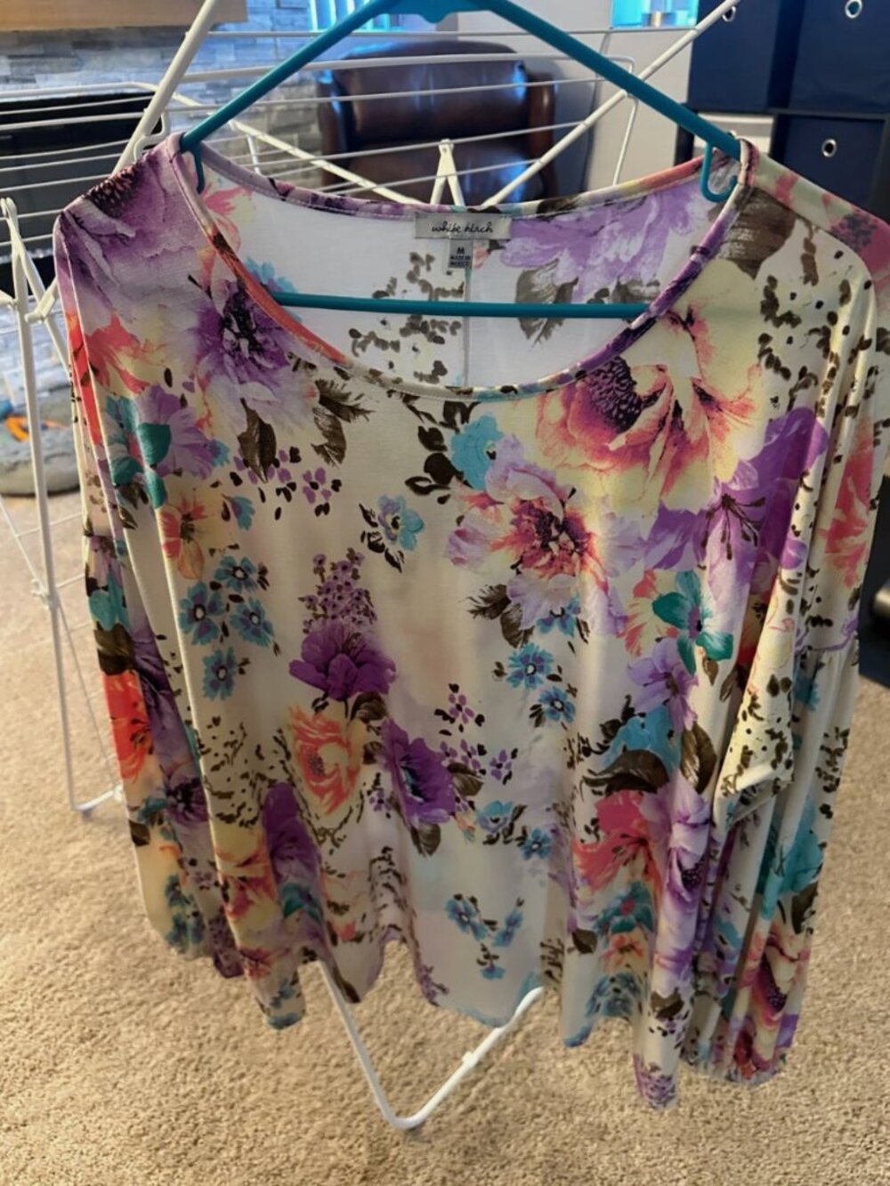 White Birch Top- Cream Floral- Medium